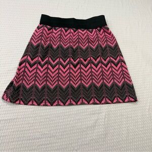 No Boundaries Pink and Black Chevron Skater Skirt